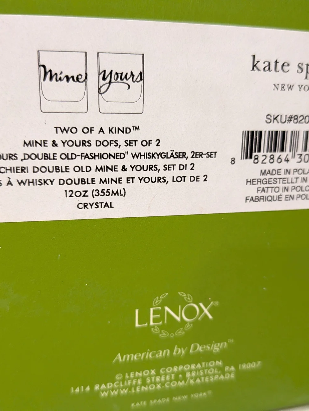 Kate Spade 'Yours and Mine' Rocks Glasses